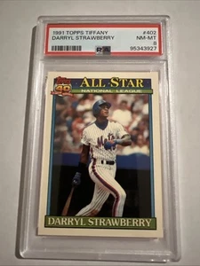 1991 Topps TIFFANY Darryl Strawberry NY METS GRADED PSA 8 - POP 6 - Picture 1 of 5