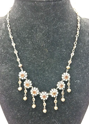 Liz Palacios SF AB Rhinestone Daisy Sunflower Necklace 16" Choker Style  - Image 1 of 4