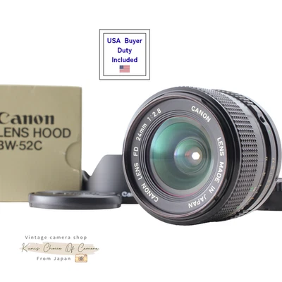 [MINT/BW-52c/hood] Canon New FD NFD 24mm f2.8 MF Wide Angle Lens From JAPAN - Image 1 of 4