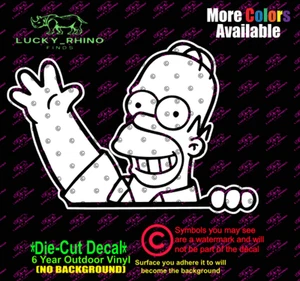 Calcomanía de vinilo para parachoques Homer Simpson agitando la ventana del coche - Imagen 1 de 4