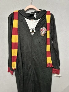 Wizarding World Harry Potter One-Piece Hooded Pajama Black Fleece Large 12-14 - Picture 1 of 10