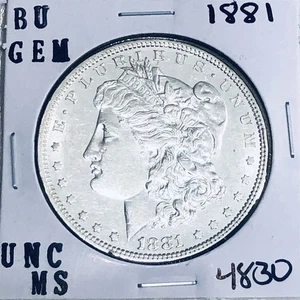 1881 BU GEM MORGAN SILVER DOLLAR UNC MS+++ U.S. MINT RARE COIN 4830 - Picture 1 of 3