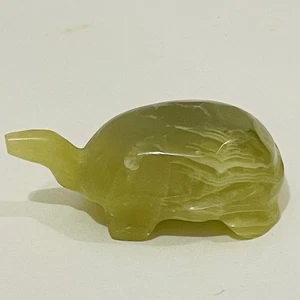 Handgeschnitzte grüne Jade Stein Schildkröte Figur 3 1/4" lang - Bild 1 von 8