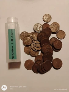 1909-1929 PDS Lincoln Wheat Cent Penny Roll- w/Tube- Mixed Dates/Mints - Picture 1 of 1