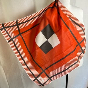 Vintage Schiaparelli 27" Square Red Black White Geometric Plaid Silk Scarf EUC - Picture 1 of 6