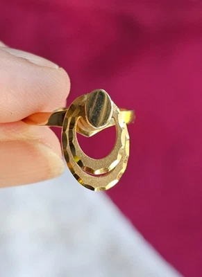 Vtg 1970's 14k Solid Yellow Gold "Teufel Era" Spinner Kinetic Worry Ring Sz 6.25 - Image 1 of 4