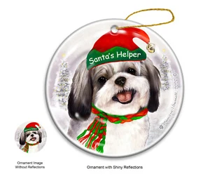 Adorno ayudante de Santa - Shih Tzu 4255A plateado y blanco - Imagen 1 de 1