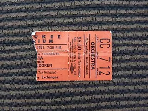 Boleto de concierto usado Utopia Todd Rundgren 6 de noviembre 1977 Milwaukee - Imagen 1 de 2