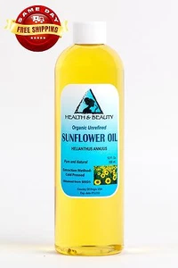SUNFLOWER OIL UNREFINED ORGANIC CARRIER COLD PRESSED VIRGIN PURE RAW 12 OZ - Picture 1 of 12