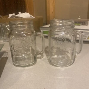 Set of (2) Mason Jar with Handles 16 oz Glass Drinking Cup /Mugs - Picture 1 of 9
