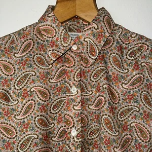 Pakeman Catto & Carter Paisley Floral  Orange & Green Shirt Medium Quirky - Picture 1 of 12
