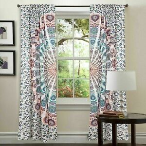 Peacock Mandala Cotton Hippie Tapestry Door Curtain Decor Window Door Curtains