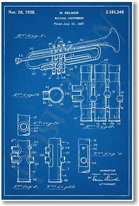 Patente de trompeta - NUEVO póster de patente de invención vintage - Imagen 1 de 1