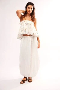 Free People Picture Perfect Parachute Skirt Size S UK 8-10-12 Optic White Cotton - Picture 1 of 5