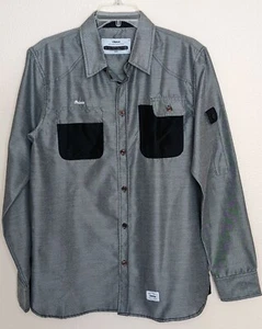 Orisue Black Gray Woven Long Sleeve Button Down Shirt - Men's Sz Medium - Picture 1 of 8