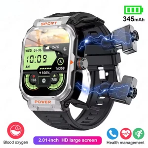 2025 Military Bluetooth Call Smart Watch With TWS Earbuds Rugged Fitness Tracker - Picture 1 of 16