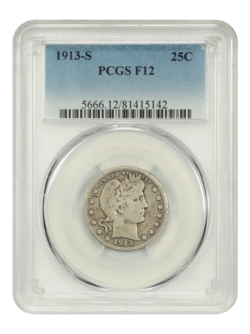 1913-S 25C PCGS F12 Cover