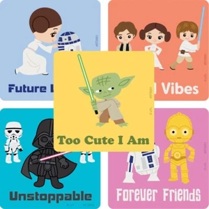 25 Star Wars Rebel Vibe Cuties Stickers Party Favors Teacher Supply Yoda R2D2 - Picture 1 of 1