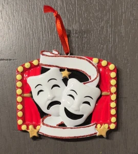 Drama Theater Masks Comedy and Tragedy Masks Personalizable Ornament - Picture 1 of 1