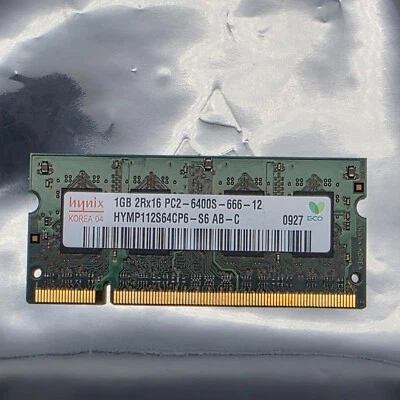 Hynix 1GB 2Rx16 PC2-6400S-666-12 Laptop Memory HYMP112S64CP6-S6 AB-C SODIMM - Image 1 of 2
