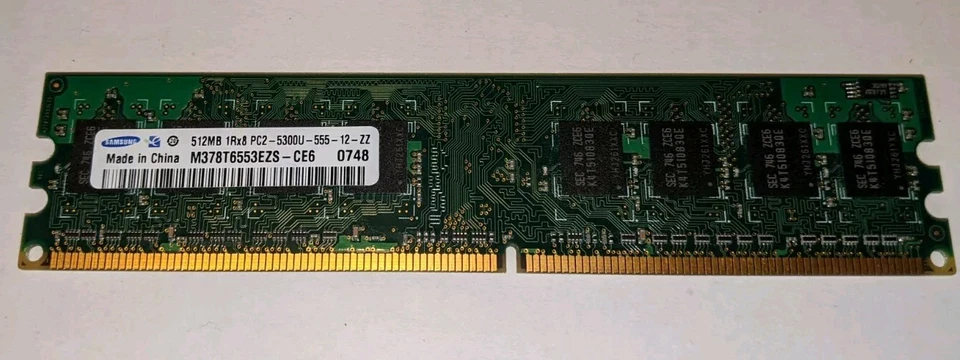 512MB 1Rx8 PC2-5300U-555-12-ZZ * M378T6553EZS-CE6  Memory Samsung - Image 1 of 2