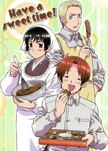 gran postal promo Hetalia Axis Powers anime Italia Japón Alemania - Imagen 1 de 1