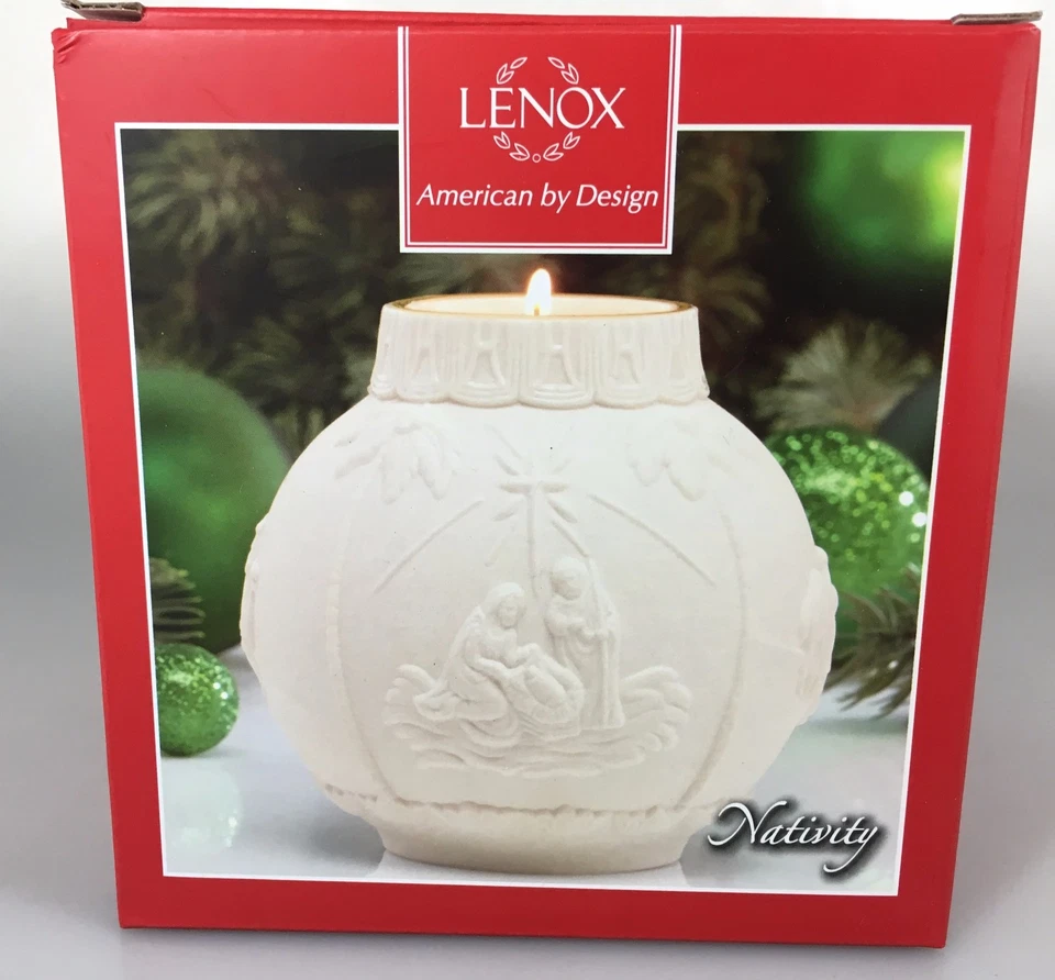 LENOX Ornamental Glow Nativity Votive Candle Holder Porcelain w/Box