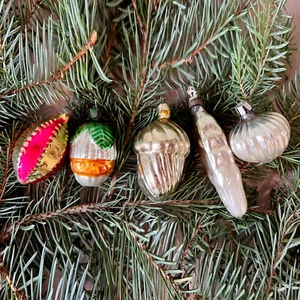Juego de 5 adornos de vidrio soviéticos vintage árbol de Año Nuevo decoraciones de Navidad URSS - Imagen 1 de 7