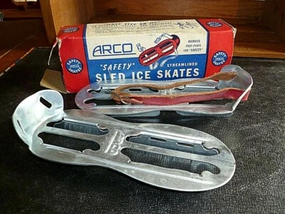 Patines de hielo de trineo vintage Mid-Century Arco "Safety" con caja original Foto 1 de 4