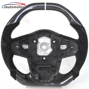 Real Carbon Fiber Alcantara Steering Wheel Custom Fit 20+ Toyota Supra Flat Top - Picture 1 of 9