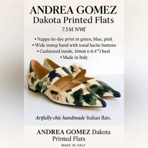 Andrea Gomez Dakota Tie Dye Print Flats Green Blue Size 7.5M NWT Made in Italy - Picture 1 of 11