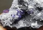 Rare Nature Clear blue Purple Fluorite Quartz Crystal Mineral Specimen Fujian