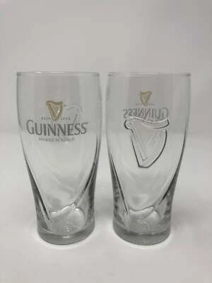 OLEVIAN NUMISMATIC RARITIES Guinness Harp Curved Textured Glass Pint Glass Beer Glass Set of 2