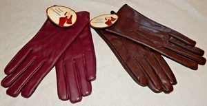 Touch Screen Faux Leather Gloves Womens Size S/M new 2 Pair Winter Dress Brown - Picture 1 of 12