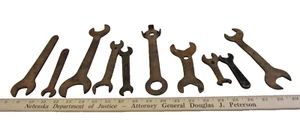 Lot of 10 Antique Vintage Open End Mechanic Wrenches Rusty Steam Punk - Picture 1 of 15