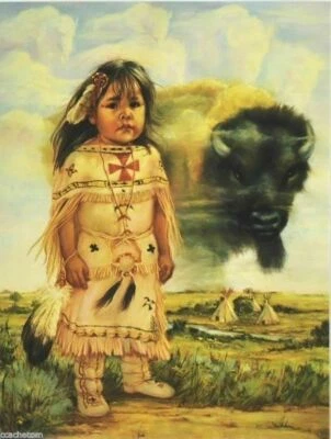 Leanin' Tree Blank Greeting Note Card Buffalo Child by Carol Theroux - Image 1 of 2
