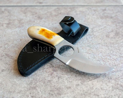 Прочное изогнутое лезвие Hunter Skinner костяная ручка 6 дюймов накладной монтаж универсальное ОСТРОЕ - Изображение 1 из 4