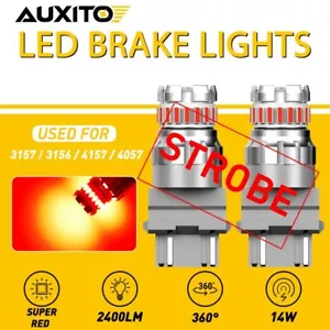 AUXITO 3157 Red LED Strobe Flash Blinking Brake Tail Light Stop Parking Bulb EON - Picture 1 of 12