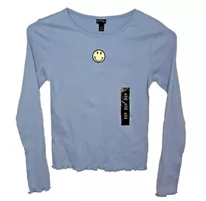 Art Class Mädchen blau Langarm leicht gerippt Smiley Shirt Gr. XL 14 Neu! - Bild 1 von 9