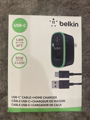 Cable USB-C Belkin + cargador doméstico - 6 pies de largo (negro) Foto 1 de 4