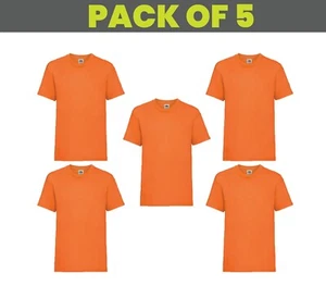 Pack 5 & 3 Fruit Of The Loom Kids Valueweight T-shirt Plain Top Childrens SS031 - Picture 1 of 26