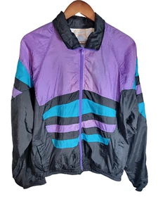Giacca a vento uomo Cargo vintage nera viola teal full zip taglia media - Foto 1 di 6