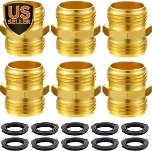6 Pack 3/4 Inch Garden Hose Double Male Quick Connector Adapter with Extra 10... - Picture 1 of 7