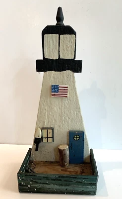Lighthouse Shape Handmade Decorative Wooden Bird Feeder Tray Style Jim Frey 1995 - Image 1 of 4