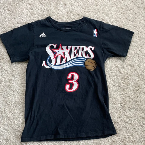Philadelphia 76ers Shirt Men Small Black Adidas Allen Iverson AI NBA Basketball Cover