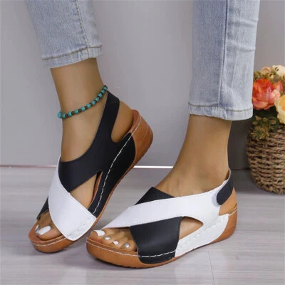Damen Orthopädische Sandalen Bequeme Hausschuhe Peep Toe Offener Schuhe Sommer - Bild 1 von 4