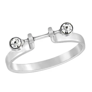Anillo moderno brillante de plata de ley con abrazadera de circonita cúbica transparente-8 - Imagen 1 de 5