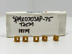 Seco SPMX0703AP-75 | Inserti in carburo nuovi | 18174 | Grado T25M | 5 pezzi - Foto 1 di 2
