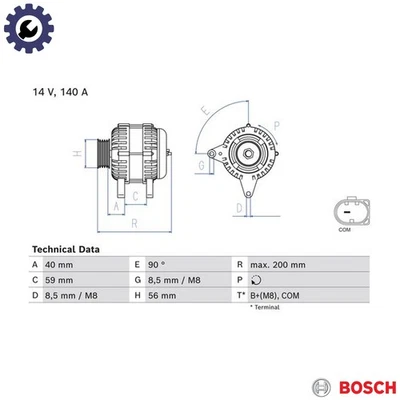 ALTERNATOR 0 986 085 040 FOR SKODA VW POLO/CityVan SEAT IBIZA/IV/ST/Mk/SC 1.4L - Image 1 of 4