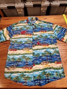 Imperial Men's LARGE 16-16.5 S/S Rayon Beach Scene VTG. Hawaiian Shirt EUC. GB37 - Picture 1 of 9